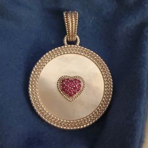 Judith Ripka Red Ruby and Mother of Pearl Pendant